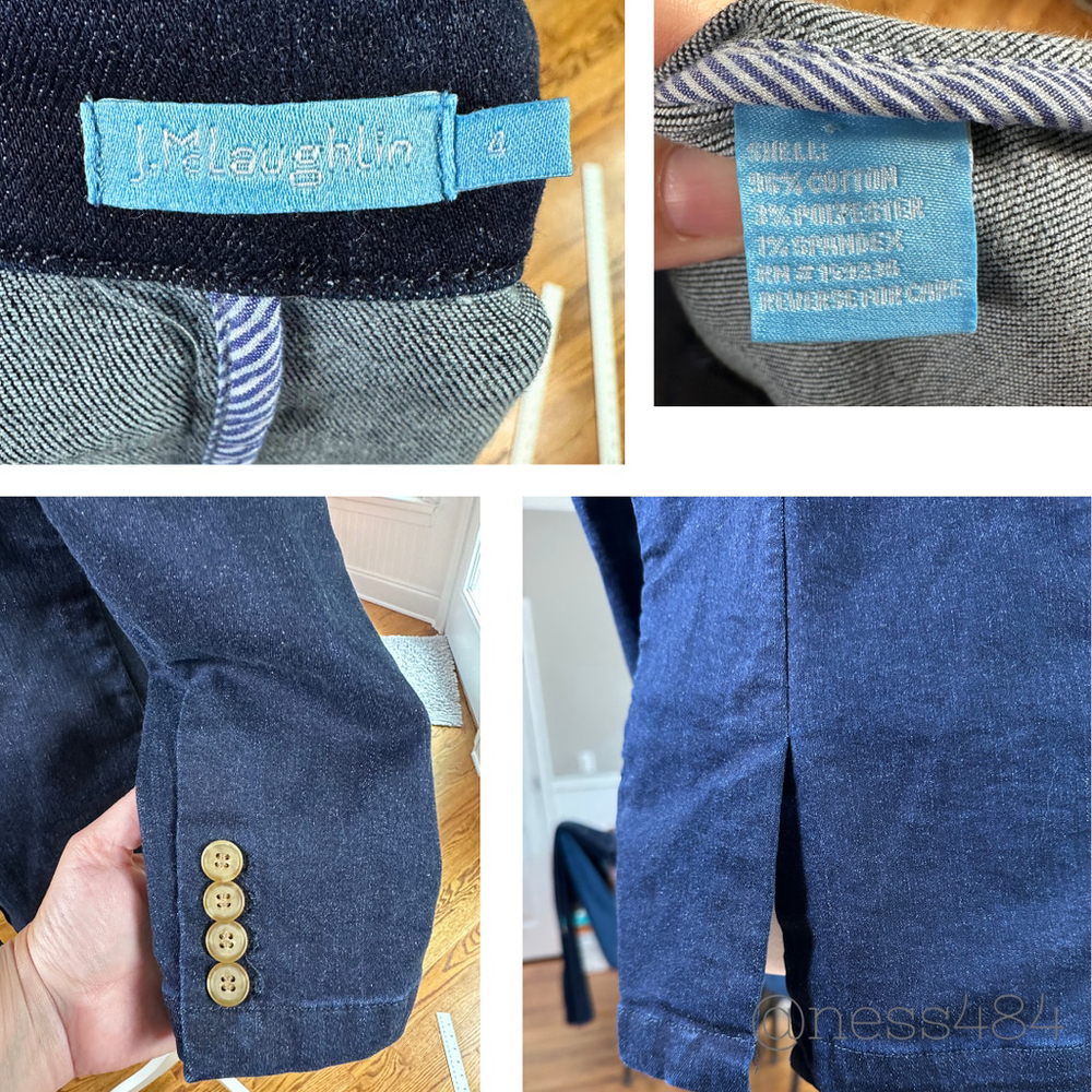 J McLaughlin Women Denim Double Breasted Blazer Jacket‎ Indigo Blue Size 4 - Picture 6 of 6